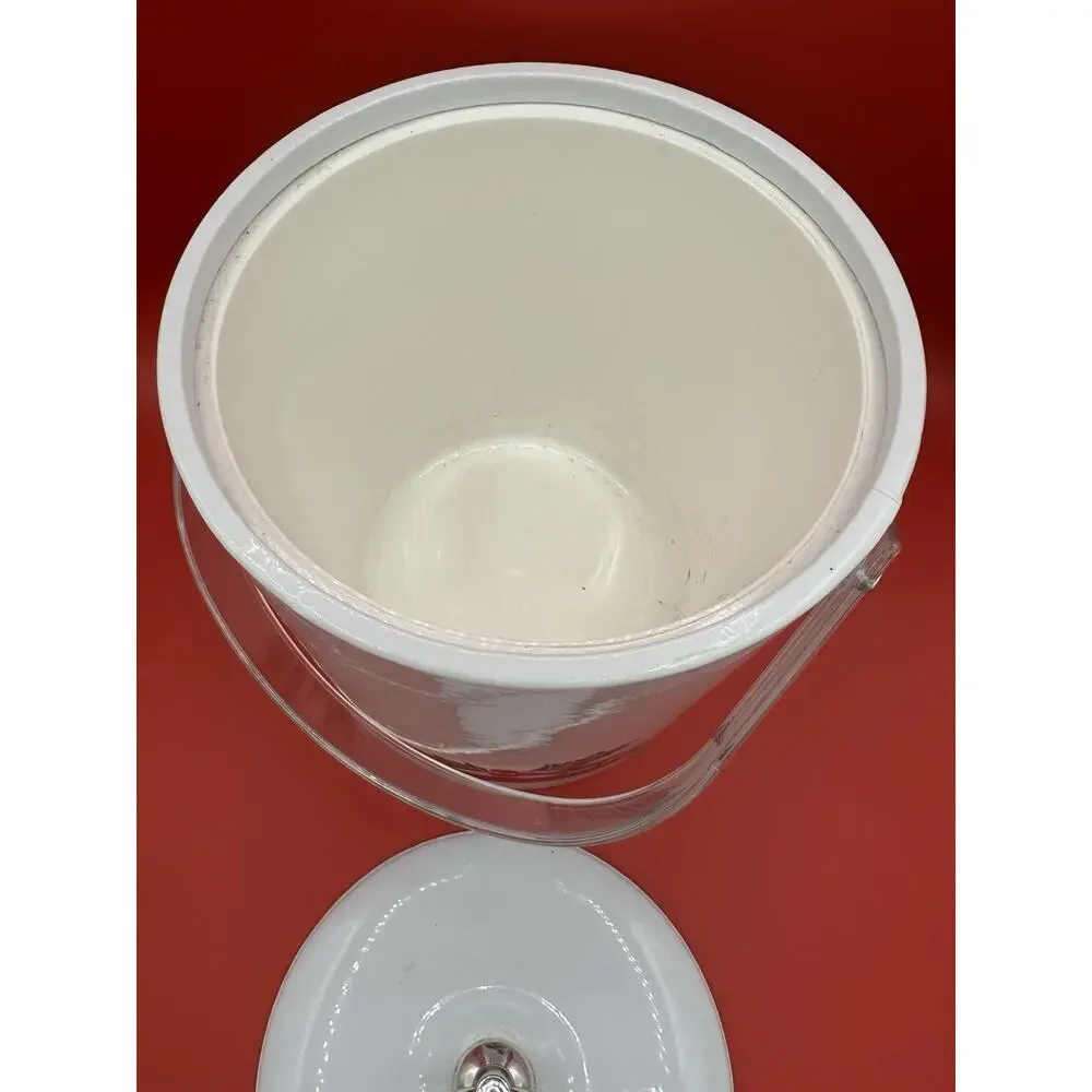 Vintage Christmas Holly Ice Bucket With Acrylic Lucite Handle Retro